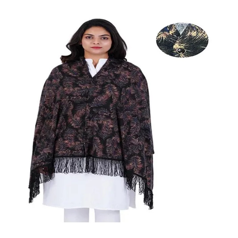 AGUILA Multi Purpose Leaf Printed Feeding Shawl – Black