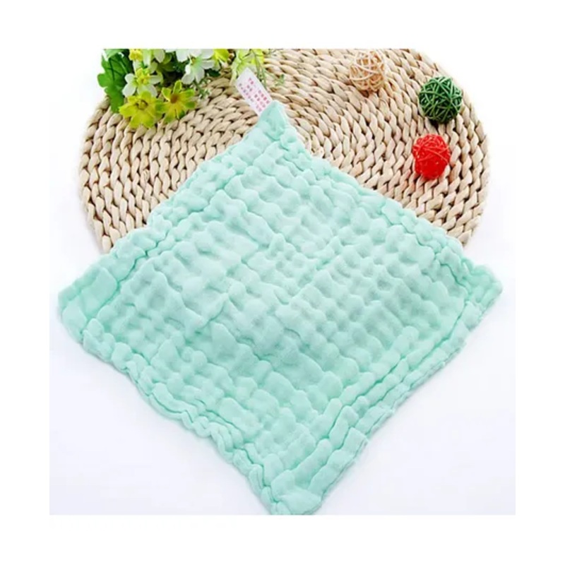 Baby Muslin Washcloth Cotton Face Towels for Newborn Baby Reusable Napkins- GREEN