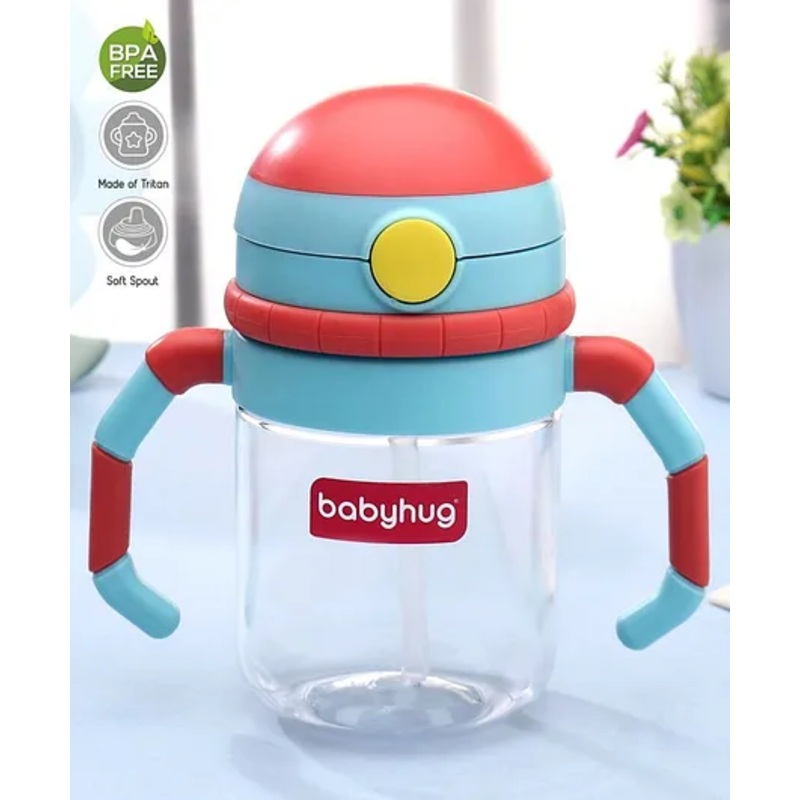 Babyhug Twin Handle Tritan Straw SipperRed – 380 ml