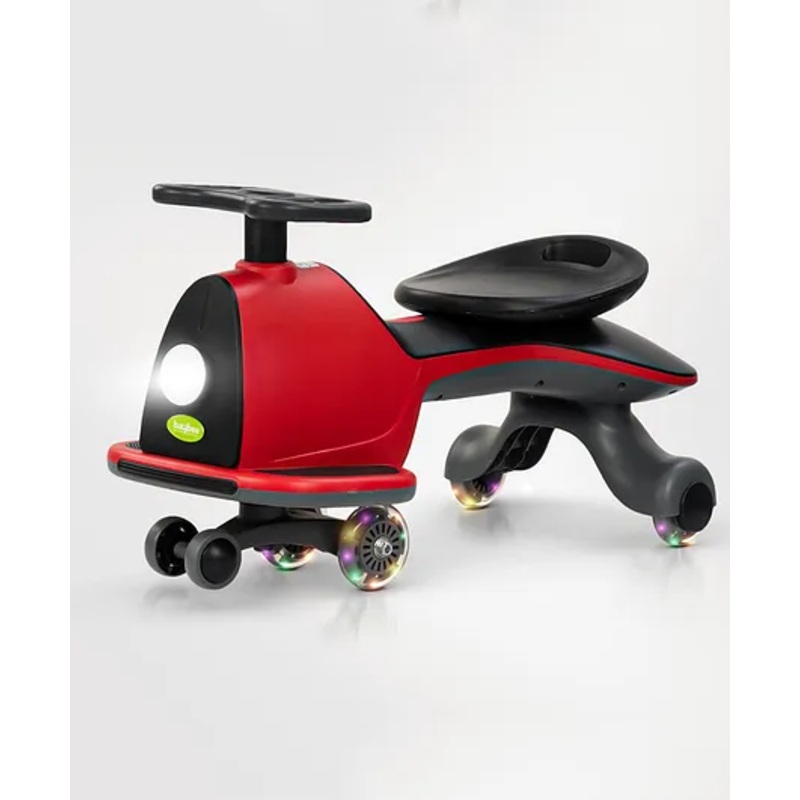 Baybee Nord Kids Magic Swing Car for Kids, Twister Ride on Toy Kids Car with Music, Flashing LED PU Wheels & Light | Push Ride on Baby Car (Nord Red)