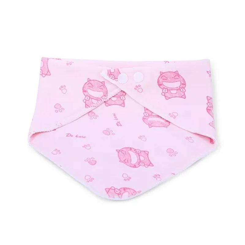 Dokkodo Bandana Style Cotton Baby Bib Kitty Print – Pink