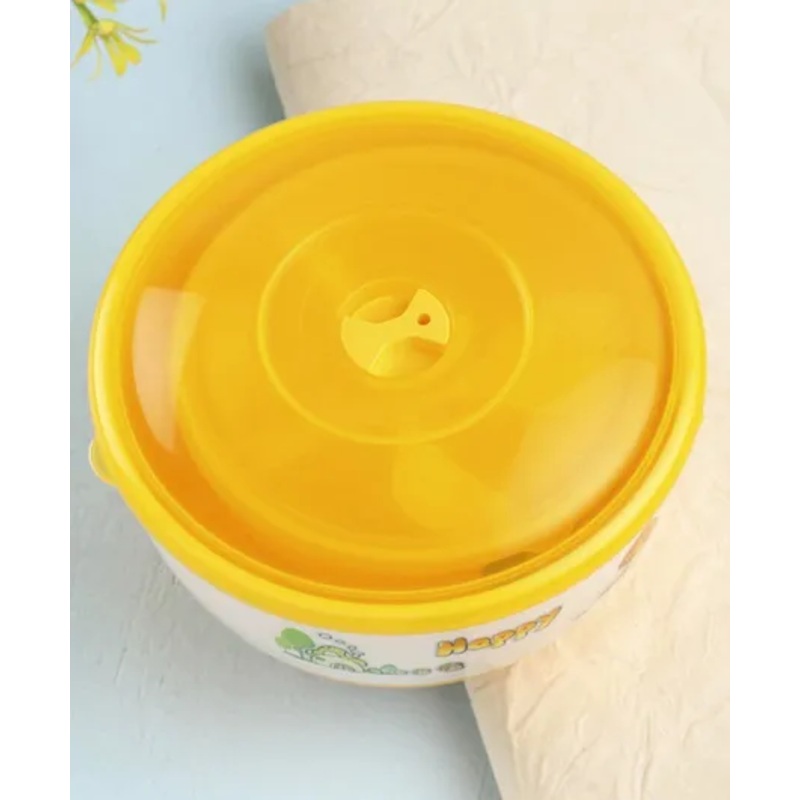 Feeding Bowl Set with Fork Pack of 4 Yellow – 1100 ml 500 ml (Print May Vary)