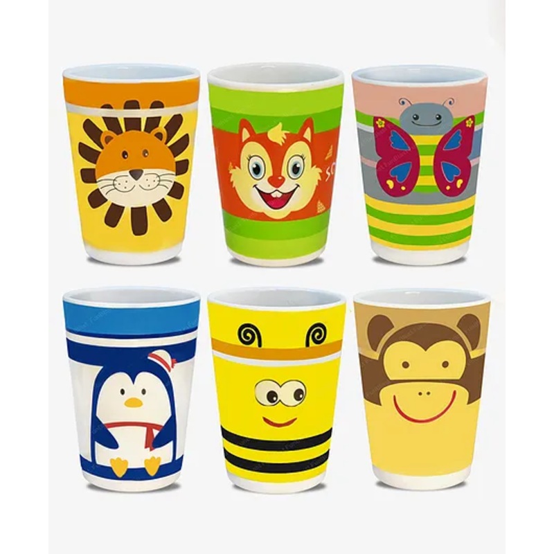 FunBlast Bamboo Fiber Glasses Pack of 6  380 ML Each (Color & Design May Vary)