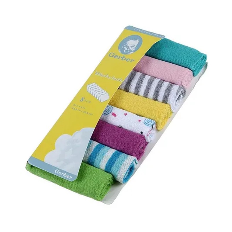 INPOUT Set of 8 Extra Soft Hosiery Cotton Premium Reusable, Absorbent Baby Washcloth for New Born(color may vary)