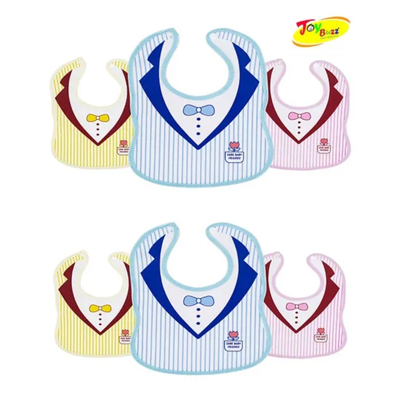 Joy Buzz Cotton Bibs with Snap Button – Pack of 6