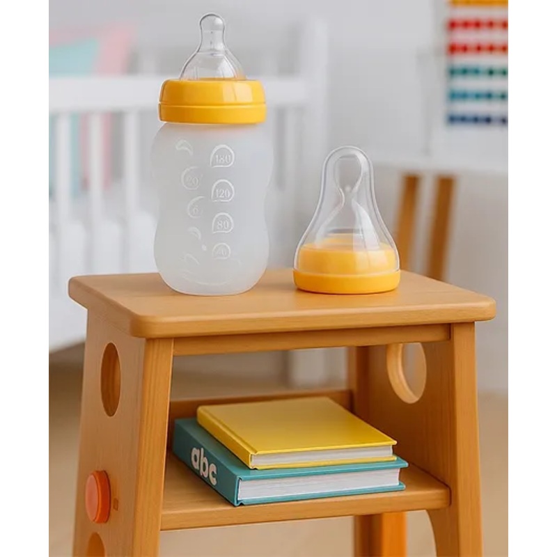 KIDS BASIC 2 In 1 Silicone Feeder & Nipple With Silicone Squeeze Bottle, 180 ml- Yellow