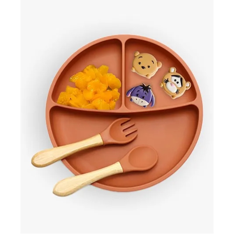 Kids Station Feeding Set  3 Piece Set (Plate, Spoon, Fork)  Baby Feeding Essentials  Orange