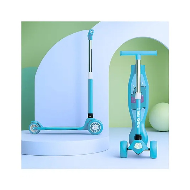 Little Olive Tikes Foldable Scooter 4 Level Height PU Wheels with Brake – Blue