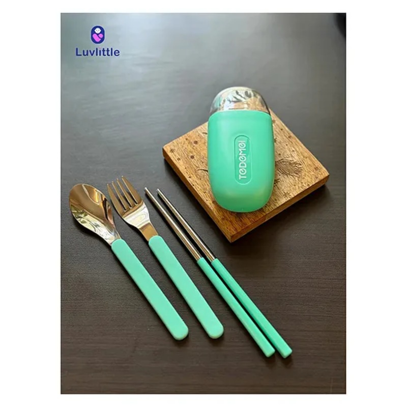 LuvLittle Travel Kawaii Cutlery Set- Green