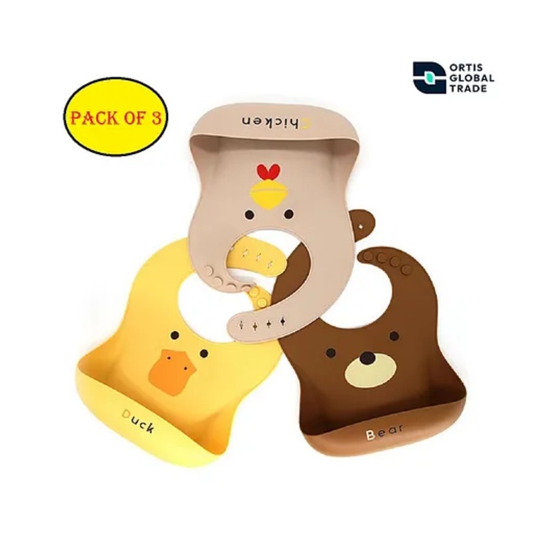 Ortis Adjustable Snap Button Bib With Crumb Catcher (Pack of 3)