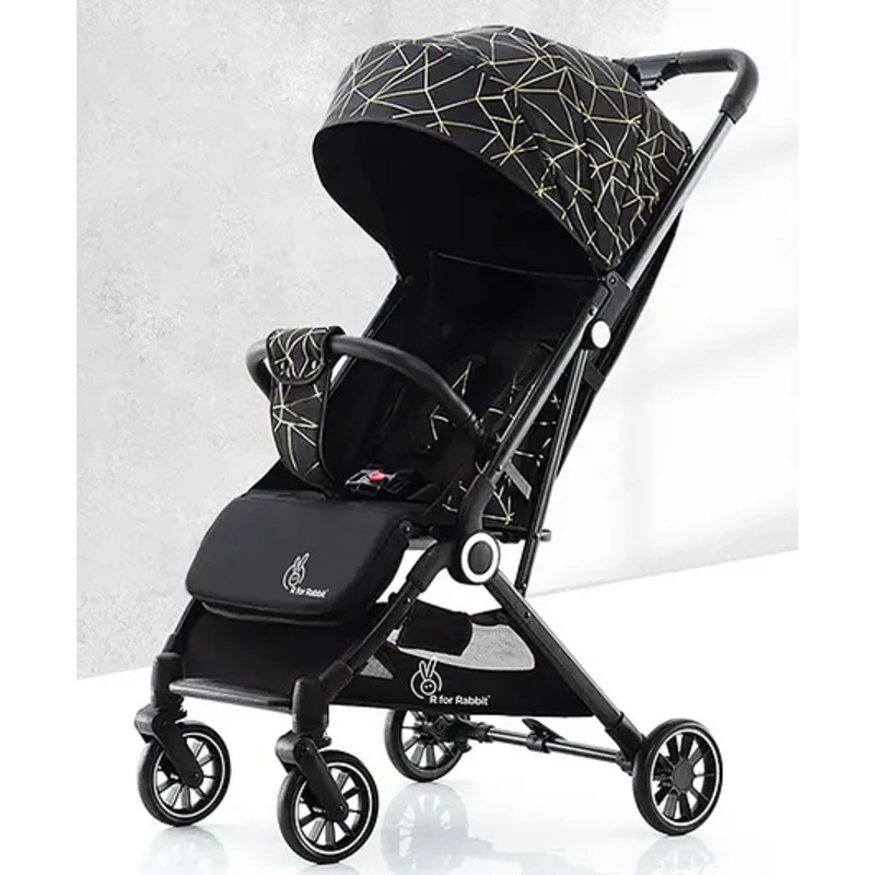 R for Rabbit Pocket Air Stroller Baby Stroller|Portable Travel Friendly Pre Installed Stroller & Pram for Newborn Baby Boys & Girls of Age 0 to 3 Years (Black)