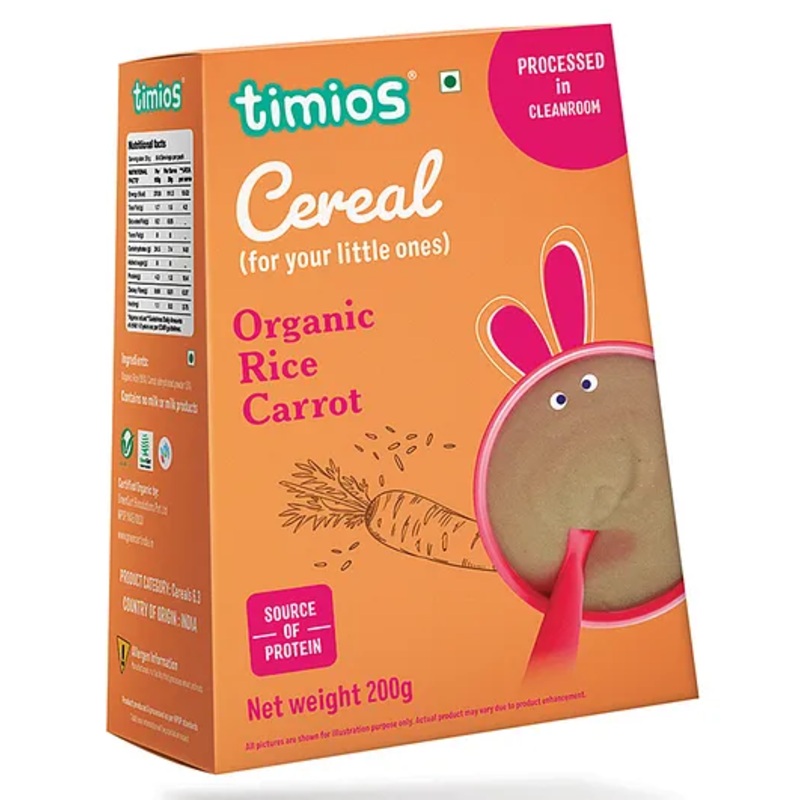 timios Organic Rice and Carrot Porridge | No Added Sugar & No Preservatives | High Fiber Protein-Rich – 200 g