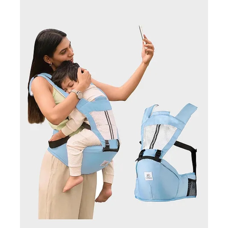 Tinyberg TinySnug Baby Carrier for 3-36 Months, 4-in-1 Ergonomic Hip Seat, Adjustable Straps, Soft Thigh Padding, Cozy Baby Carry Bag, Up to 15 kg – Soft Skyline