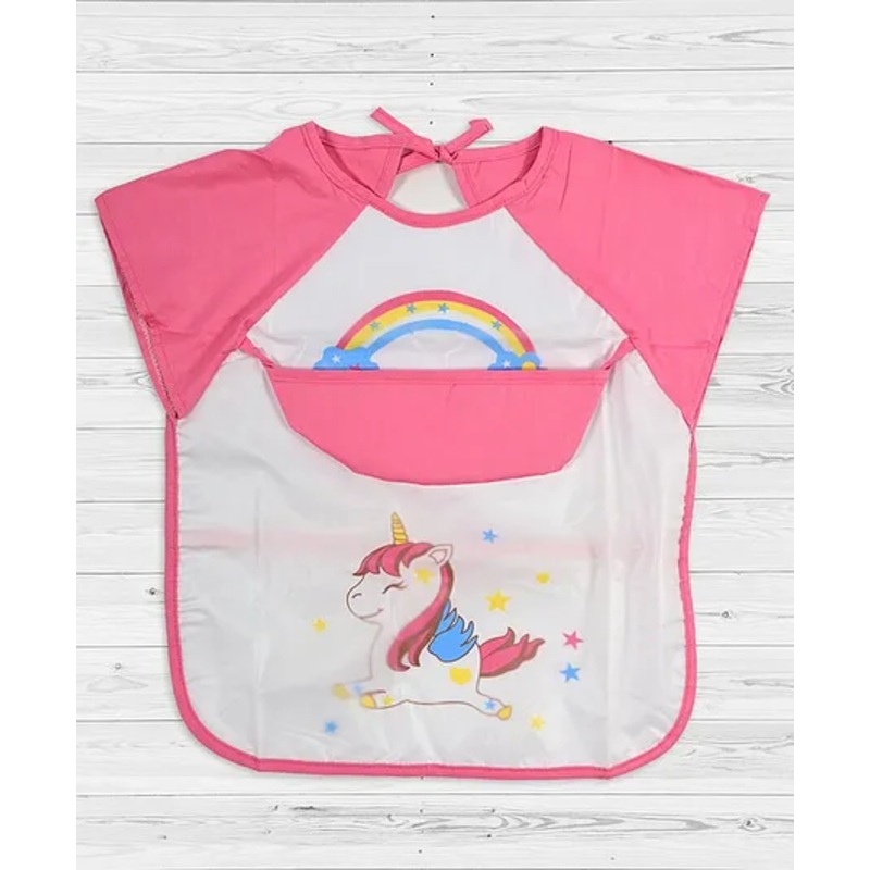 Yellow Bee Unicorn Print Bib – Pink