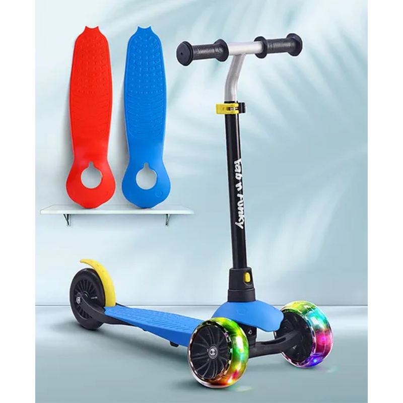 3 Wheel Scooter With Led Wheel & Changeable Top Base with 3 Level Adjustable Handle Bar – Red & Blue| Smooth Wheels| ABEC-7 Bearing| Lean-to-Steer| Toy for 3 to 12 year Boys and Girls| Activity Gift