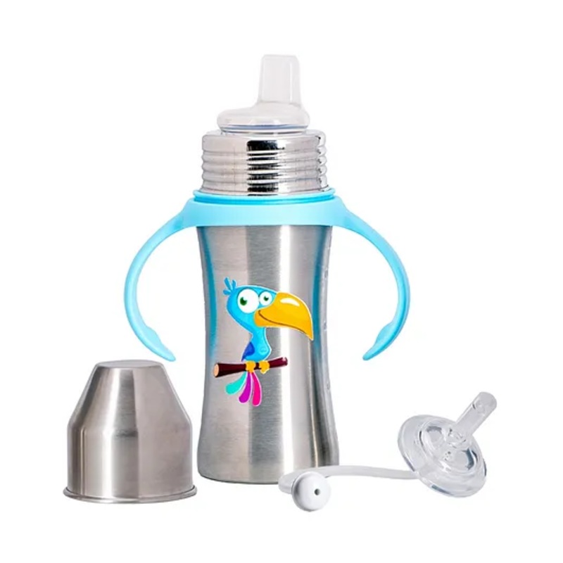 Adore Twilight 2in 1 Stainless Steel Sipper with Twin Handle 250ml- Blue Toucan