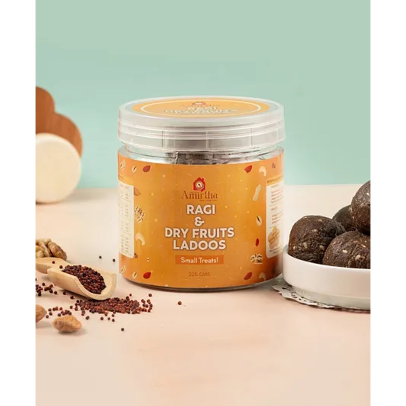 Amirtha Health Foods  – Ragi & Dry Fruits Ladoos  | Pure Ghee Ladoos | For Instant energy-225 g