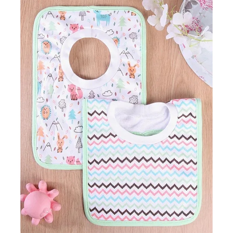 Babyhug Cotton Pullover Bibs Dino Print Set of 2 – Pink & White