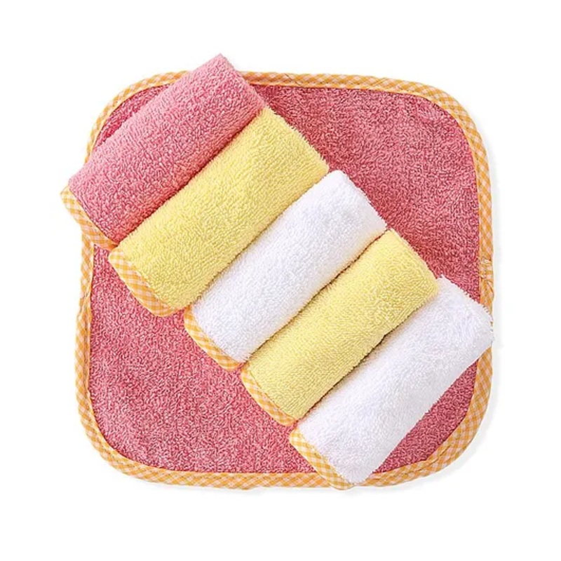 Babyhug Terry Woven Solid Color Wash cloth Pack of 6 L 25.4 X H 25.4 cm – Multicolour