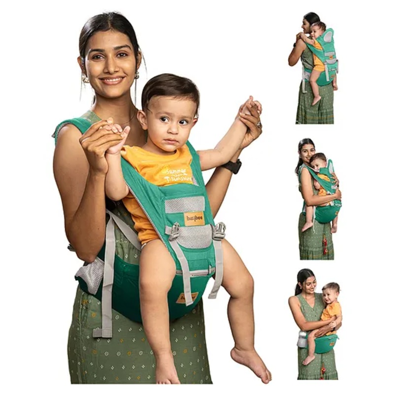 Baybee 9 In 1 Ergo+ Hip Seat Cum Baby Carrier With Safety Belt – Green