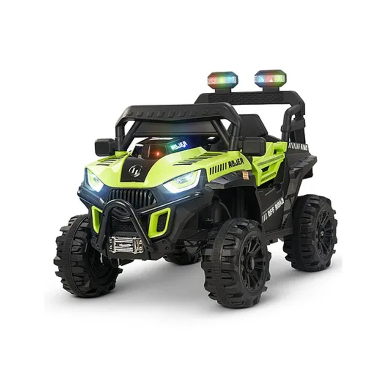 BAYBEE Roger Battery Operated Jeep for Kids, Ride on Toy Kids Car with Light & Music, Baby Big Jeep Rechargeable Battery Car, Electric Jeep Car for Kids – Light Green