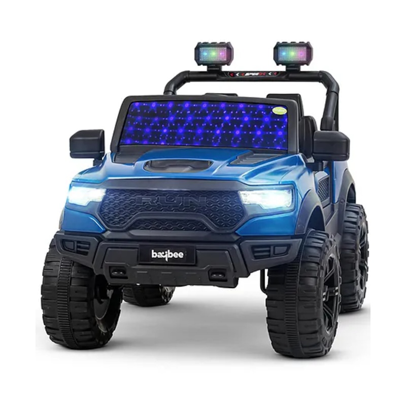 Baybee Run Battery Operated Jeep for Kids, Ride on Toy Kids Car with Windshield Light & Music (Blue)