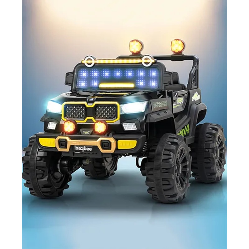 Baybee Rygon Pro 4×4 Battery Operated Jeep for Kids, Ride on Toy Baby Car with LED RGB Light & Music, Rechargeable Electric Jeep, Big Battery Car for Kids -Painted Black