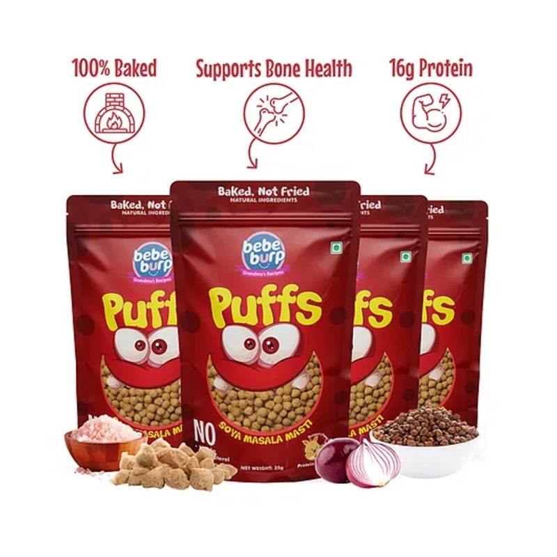 Bebe Burp Grandma’s Super Puffs Soya Masala Masti Pack Of 4 – 35 gms each