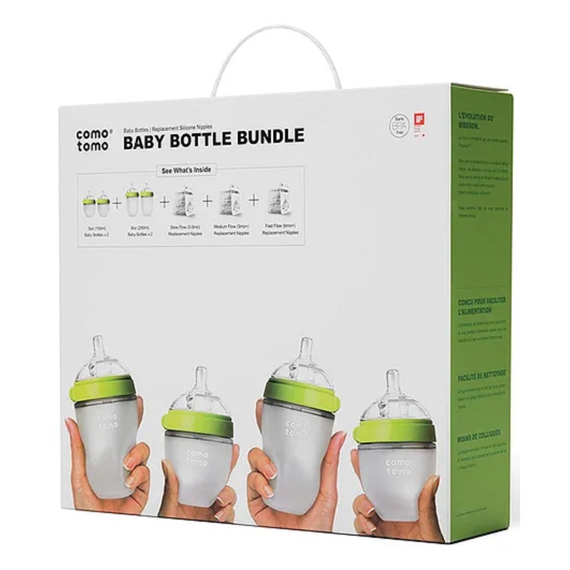 Comotomo Feeding Bottle & Replacement Nipples Green – 150 ml & 250 ml