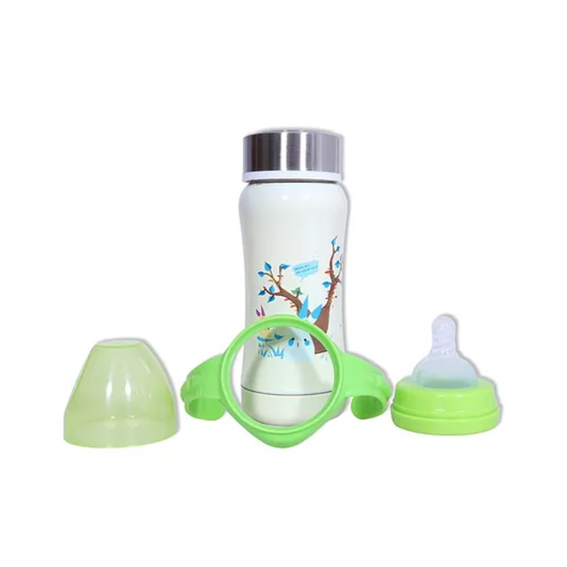 DOMENICO 3 in 1 Baby Feeding Bottle Thermo-Steel Multifunctional-Sipper, Nipple & Straw 240 ml ( for 4+ Month Baby )