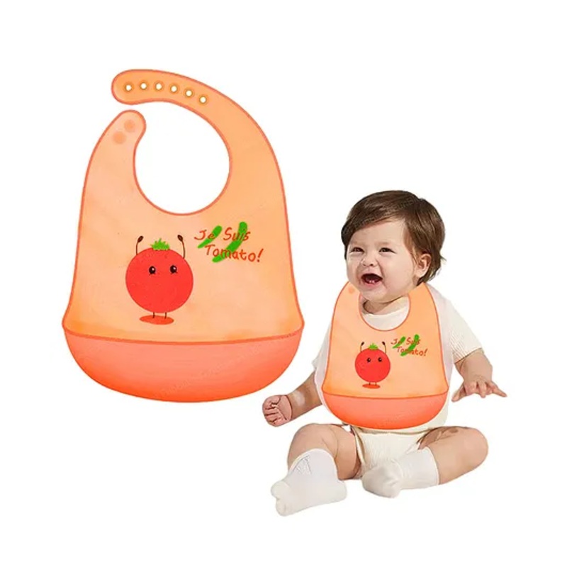 FunBlast Tomato Print Silicone Baby Bib with Adjustable Strap for Feeding & Weaning