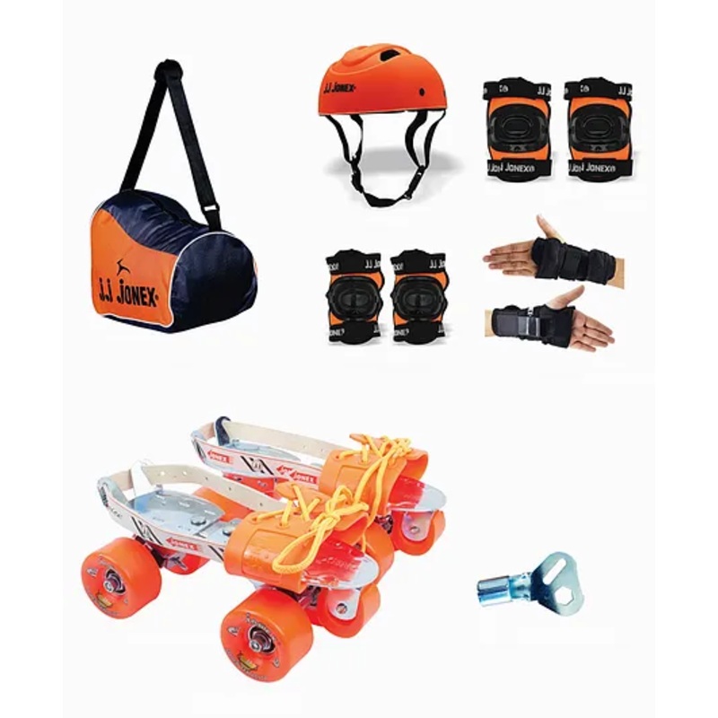 JJ JONEX Super Tenacity Adjustable Skates Combo With Medium Size Helmet – Orange
