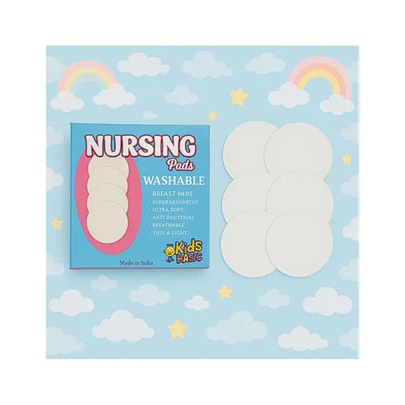 KIDS BASIC Nursing Breast Pads for Feeding Mother Washable, Reusable Soft Breast Pads (Pack of 6)