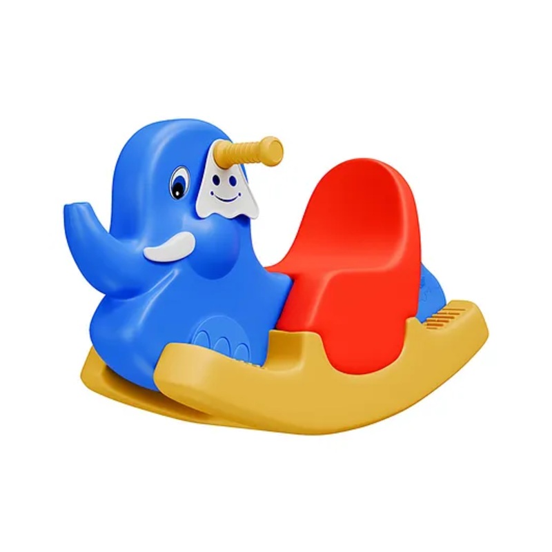 Kidsmate Rolling Elephant Ride-On Rocker for Toddlers | Safe & Fun Rocking Toy for Boys & Girls Aged 1236 Months | Sturdy Build, Bright Colors  Blue, Red & Yellow | 25kg Weight Capacity