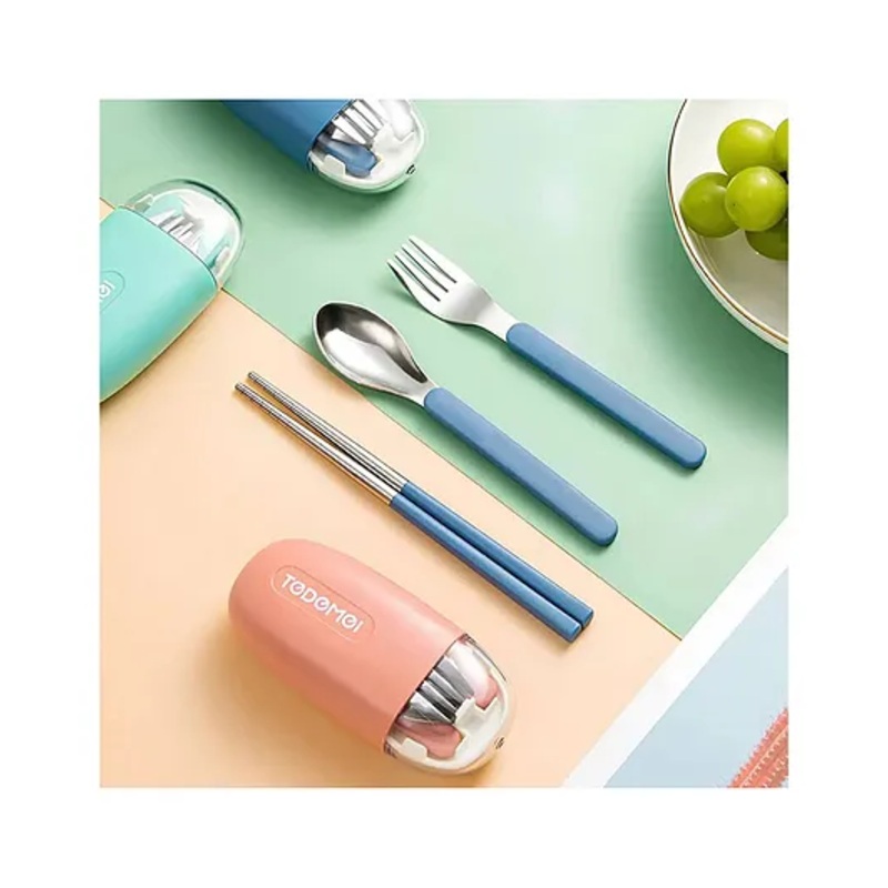 LuvLittle Travel Kawaii Cutlery Set- Blue