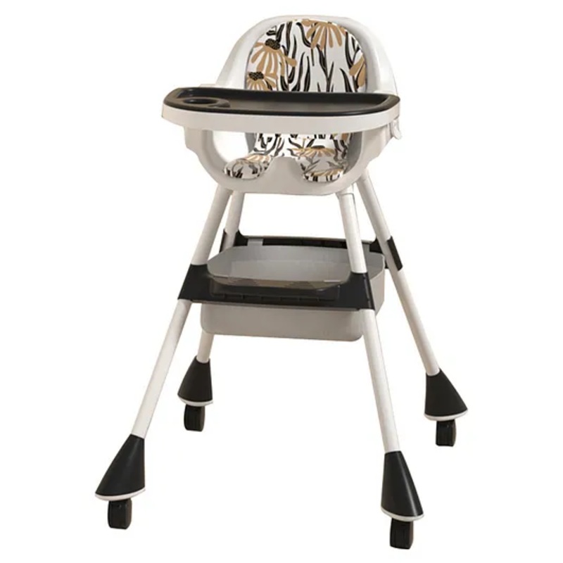 Multifunctional 3-in-1 High Chair With High Chair Normal Chair & Short Chair Convertibility – Black| Adjustable Double Layer Food Tray| Removable Wheels| Anti-skid Legs