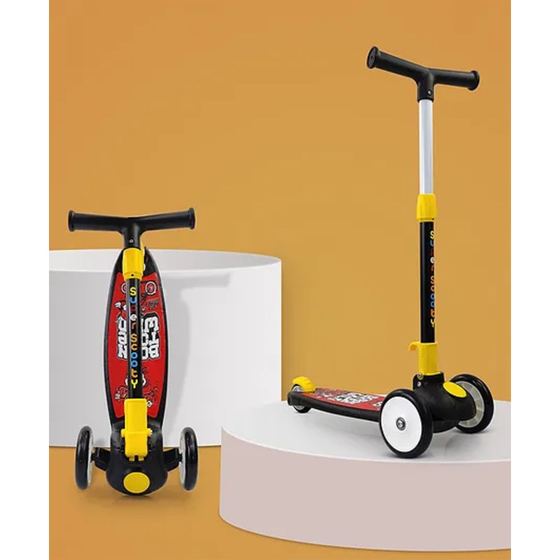 NHR Smart Kick Scooter with 3 Level Adjustable Height & Foldable Structure- Black