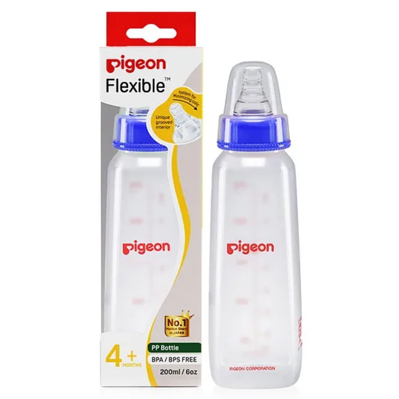 Pigeon Peristaltic Feeding Bottle Nipple Size Medium Blue – 200 ml