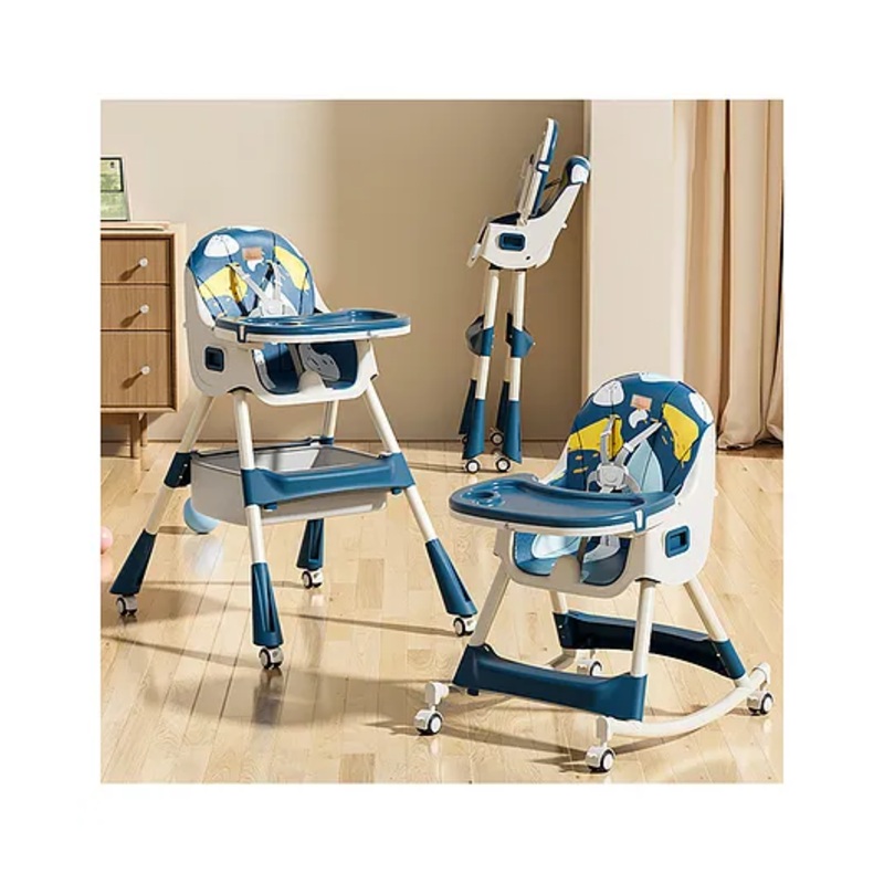 R for Rabbit Sugar Doodle Plus High Chair for Baby 3-in-1 Convertible Rocking Chair, Smart & Compact Fold with Dual Detachable Meal Tray for 0.6 to 5 Years Kids |(Indigo Dye)