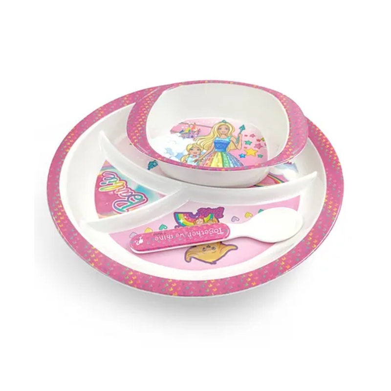 Superware Melamine Kids  Dinner Set (T383)- Barbie -Shine   ( Set of 3 )