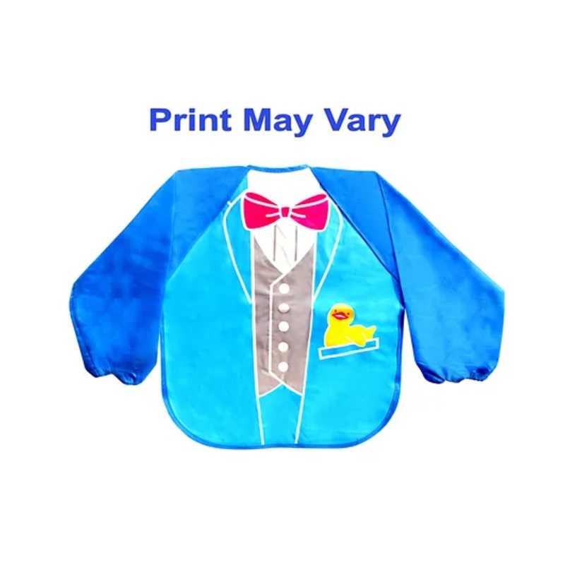 The Little Lookers Waterproof Printed Sleeved Bib – Blue (Print May Vary)
