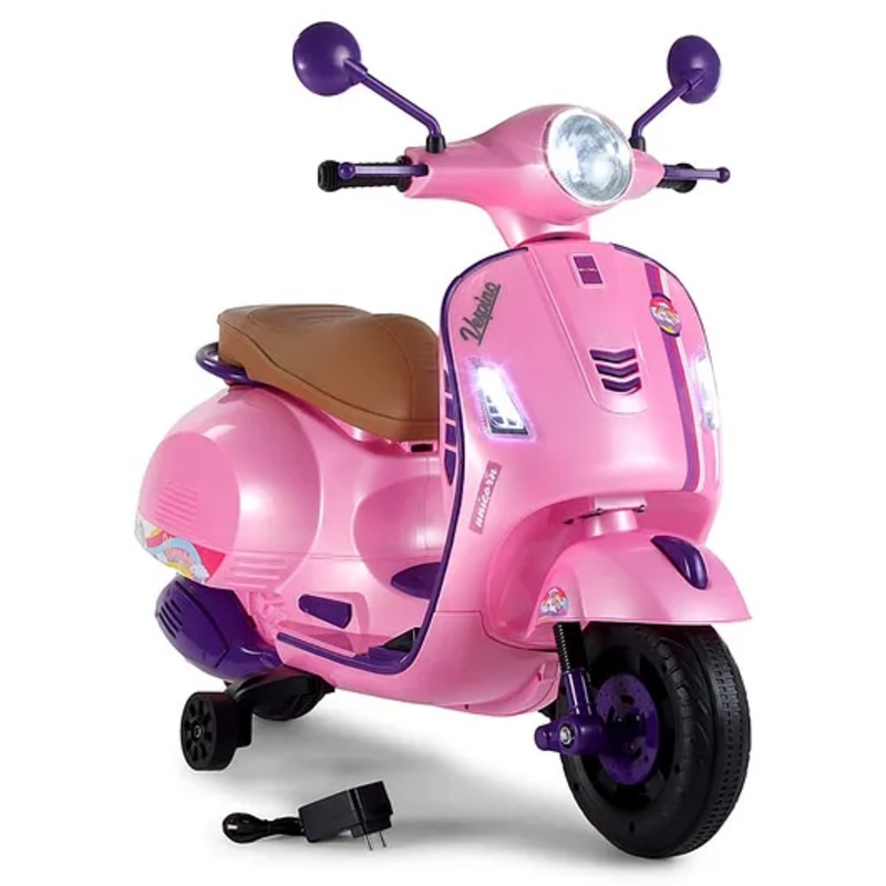 Vespa Kids Battery Operated Self Driven RideOn Scooter with Light & Music-Pink| Rechargeable Battery| Toy for 2 to 6 Yrs Boy & Girl| Balance Wheels| Comfortable Seat| Foot Accelerator| Activity Gift