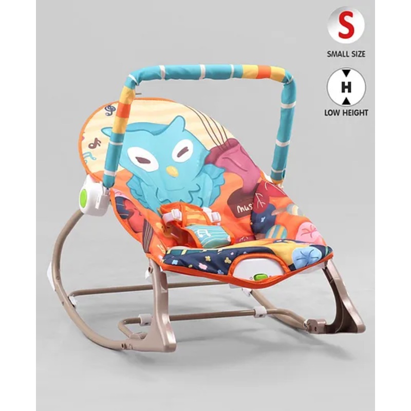 Baby Rocker With Electric Vibration – Orange| Mosquito Net| Safety Harness| Foldout Stand