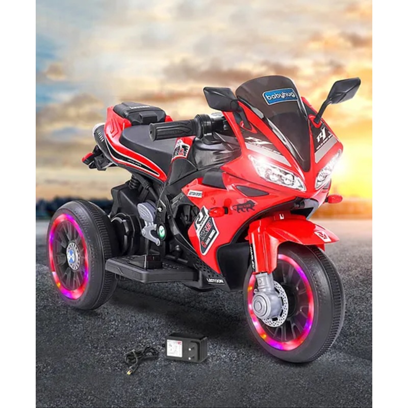 Babyhug Battery Operated Three Wheeler Mini R1 Bike With Music & Light – Red