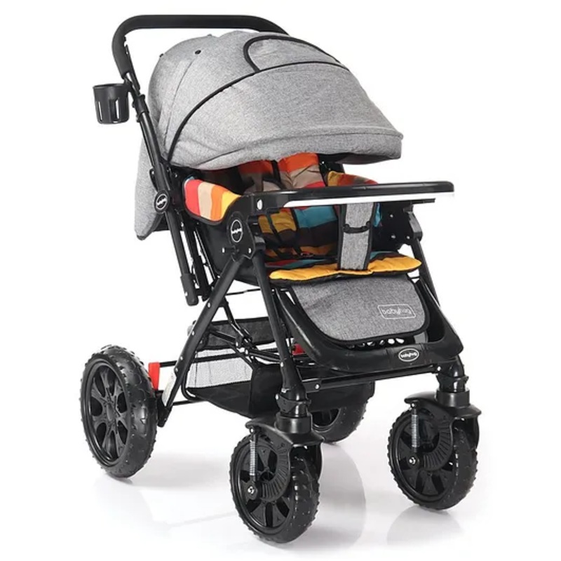 Babyhug Melody Stroller With Reversible Handle & Canopy –  Grey