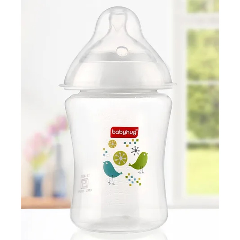 Babyhug Wide Neck Polypropylene  Anti- Colic Feeding Bottle – 250 ml