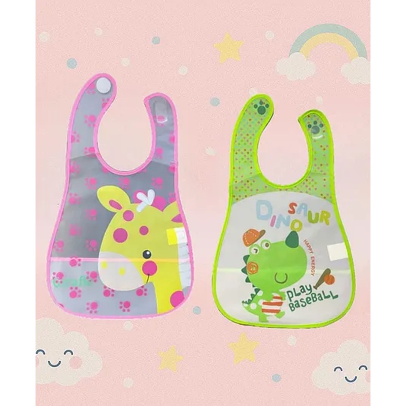 Badal Kidz Plastic Waterproof Baby Feeding Apron with BIB – Pink &Green(Pack of 2)