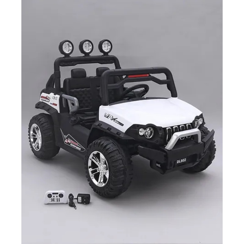 Battery Operated Ride On Two Seater Jumbo Jeep With Music Lights and Remote Control – White