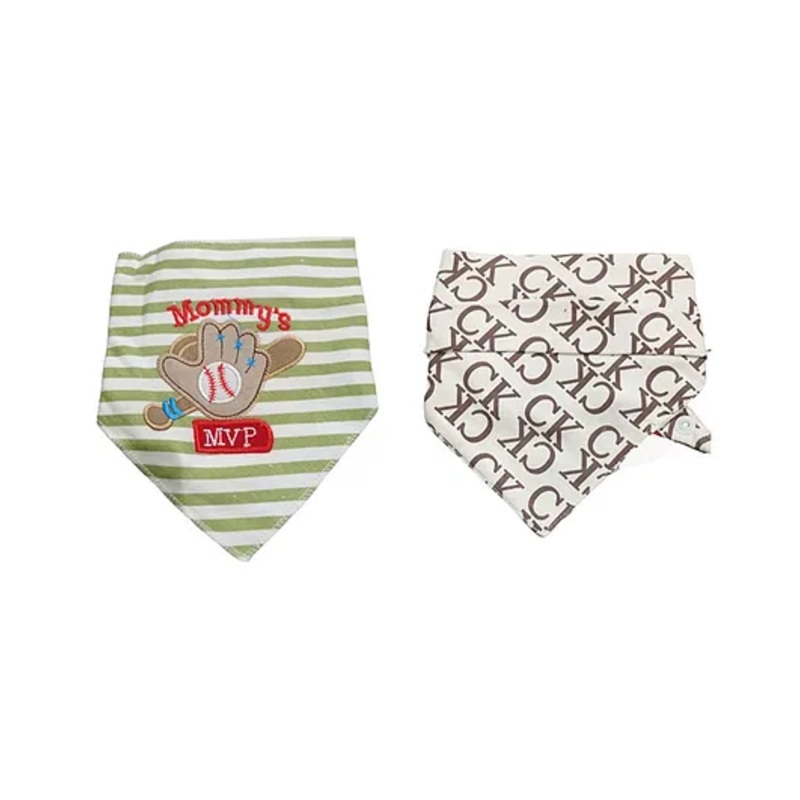 Chinmay Kids Reusable Baby Bibs Two Layered Cute Prints Edges Assorted Color Pack of 2  (Green-White)