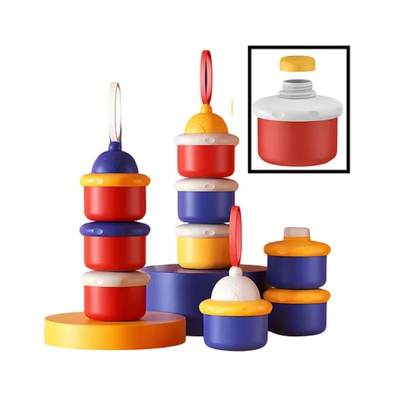Cozy Vibes 3 Layers Set Milk Powder Storage Box Travel Infant Milk Powder Container Box Food Storage Box – Pack of 1- Color May Vary